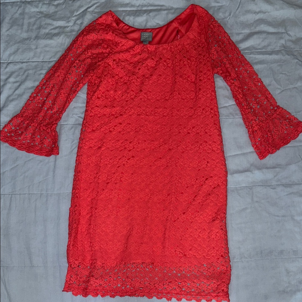 Rabbit Rabbit Rabbit Vibrant Coral Lace Dress